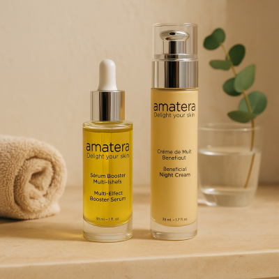Soins pro-âge naturels Amatera — Sérum Booster et Crème de Nuit Bénéfique